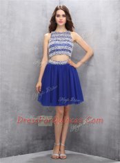 Scoop Sleeveless Organza Dress for Prom Beading Backless
