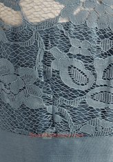 Hot Selling Scoop Lace Knee Length A-line Sleeveless Light Blue Prom Evening Gown Zipper