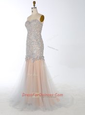 Luxurious Mermaid Champagne Sweetheart Neckline Beading Prom Dresses Sleeveless Zipper