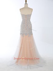 Luxurious Mermaid Champagne Sweetheart Neckline Beading Prom Dresses Sleeveless Zipper