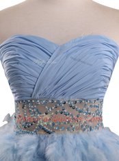Light Blue Sleeveless Chiffon Zipper Prom Dress