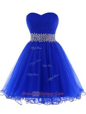 Royal Blue Prom Party Dress Prom and For with Beading Sweetheart Sleeveless Lace Up