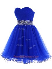 Royal Blue Prom Party Dress Prom and For with Beading Sweetheart Sleeveless Lace Up