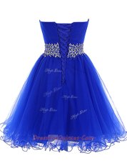 Royal Blue Prom Party Dress Prom and For with Beading Sweetheart Sleeveless Lace Up