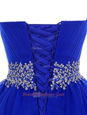Royal Blue Prom Party Dress Prom and For with Beading Sweetheart Sleeveless Lace Up