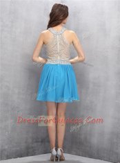 Baby Blue Prom Dress Prom and Party and For with Beading and Bowknot Halter Top Sleeveless Zipper