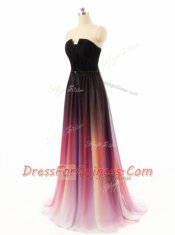 Traditional Multi-color Evening Dress Prom and Party and For with Belt Strapless Sleeveless Sweep Train Zipper