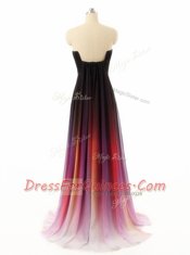 Traditional Multi-color Evening Dress Prom and Party and For with Belt Strapless Sleeveless Sweep Train Zipper