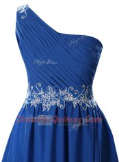 One Shoulder Royal Blue Sleeveless Chiffon Zipper Prom Dresses for Party