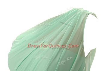 Fancy One Shoulder Apple Green Sleeveless Floor Length Ruffles Zipper Homecoming Dress