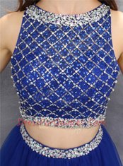 Custom Design A-line Homecoming Dress Royal Blue Scoop Organza Sleeveless Mini Length Side Zipper