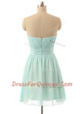 Knee Length Zipper Prom Party Dress Light Blue for Party with Beading