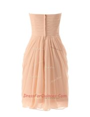 Knee Length Zipper Peach for Military Ball and Wedding Party with Ruffles