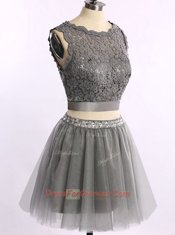 Flare Scoop Sleeveless Lace Zipper Prom Party Dress