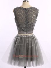 Flare Scoop Sleeveless Lace Zipper Prom Party Dress