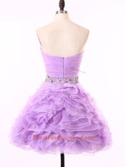 Classical Sleeveless Zipper Mini Length Beading and Ruching Prom Party Dress
