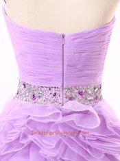 Classical Sleeveless Zipper Mini Length Beading and Ruching Prom Party Dress