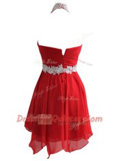Chiffon Sweetheart Sleeveless Zipper Appliques Prom Dress in Red