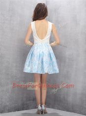 Scoop Sleeveless Satin Prom Gown Beading Zipper