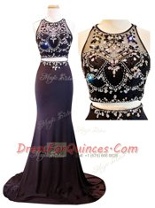 Affordable Scoop Chiffon Sleeveless With Train Court Train and Beading and Appliques