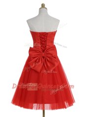 Pretty Tulle Sleeveless Knee Length Prom Gown and Ruching