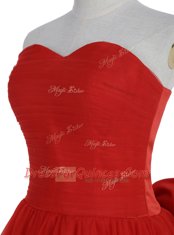 Pretty Tulle Sleeveless Knee Length Prom Gown and Ruching