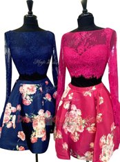 Long Sleeves Mini Length Lace Zipper Dress for Prom with Multi-color