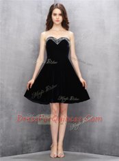 Custom Fit Black Satin Zipper Prom Party Dress Sleeveless Knee Length Beading