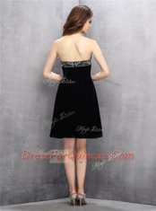 Custom Fit Black Satin Zipper Prom Party Dress Sleeveless Knee Length Beading