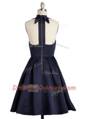Square Sleeveless Knee Length Bowknot Zipper Homecoming Dress with Black