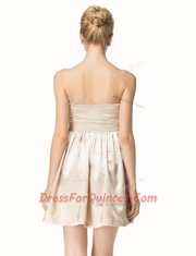 Satin Sleeveless Mini Length and Beading and Pleated