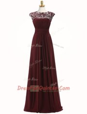 Custom Made Chiffon Scoop Sleeveless Zipper Appliques Prom Dress in Burgundy