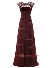 Custom Made Chiffon Scoop Sleeveless Zipper Appliques Prom Dress in Burgundy