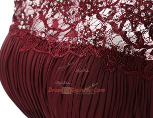 Custom Made Chiffon Scoop Sleeveless Zipper Appliques Prom Dress in Burgundy