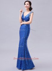 Fitting Mermaid Sequined Sleeveless Floor Length Prom Dresses and Sequins