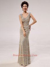 Fitting Mermaid Sequined Sleeveless Floor Length Prom Dresses and Sequins
