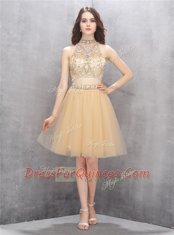 Fashion Sleeveless Beading Zipper Prom Evening Gown