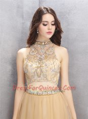 Fashion Sleeveless Beading Zipper Prom Evening Gown