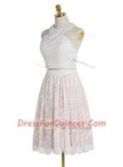 Halter Top Lace Sleeveless Beading Zipper Prom Gown