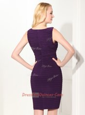 Scoop Silk Like Satin Sleeveless Mini Length Prom Dresses and Ruffles