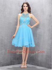 Scoop Sleeveless Criss Cross Knee Length Beading Prom Gown Scoop Sleeveless Criss Cross Knee Length Beading Prom Gown