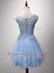 Superior Scoop Sleeveless Zipper Dress for Prom Lavender Tulle