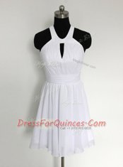 Mini Length White Prom Dresses Halter Top Sleeveless Zipper