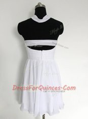 Mini Length White Prom Dresses Halter Top Sleeveless Zipper