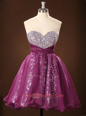 Attractive Sleeveless Zipper Mini Length Sequins Prom Dresses