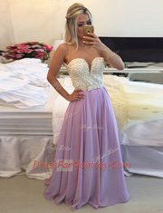 Custom Design Scoop Sleeveless Chiffon Prom Gown Ruching Clasp Handle