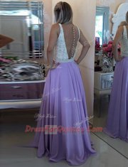 Custom Design Scoop Sleeveless Chiffon Prom Gown Ruching Clasp Handle
