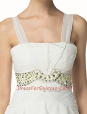 Extravagant High Low White Prom Dress Straps Sleeveless Lace Up