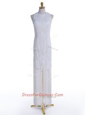 Scoop Chiffon Sleeveless Floor Length Prom Evening Gown and Beading