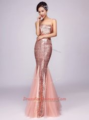 Hot Selling Mermaid Satin and Tulle Sweetheart Sleeveless Zipper Sequins Prom Dresses in Red